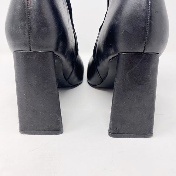 Marc Fisher Womens 9.5 Black Leather Kulika Booties Pointed Toe Wrap Block Heel - Picture 10 of 15